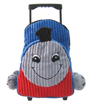 Back to School: Train Backpacks, Lunch Boxes, and More: Kids' Blue Rolling Backpack With Train Stuffie