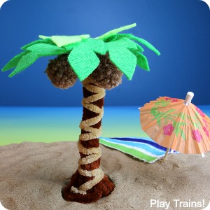 DIY pipe cleaner palm trees -- can be a fine motor activity for kids, an interactive summer small world element, or simply a cute craft!