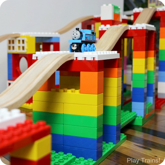 Creative Building Play with DUPLO and Wooden Train Tracks