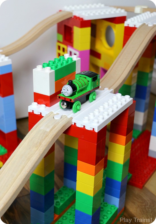 When Dreamup Toys sent us these building toys that connect wooden train tracks to interlocking building blocks to review, I knew they'd be cool, but I had no idea they'd supercharge my son's creativity so much!