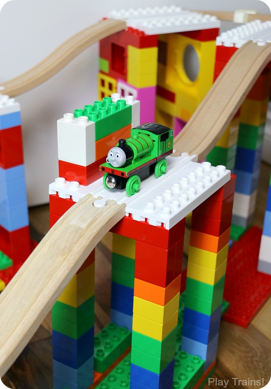 Creative Building Play with DUPLO and Wooden Train Tracks