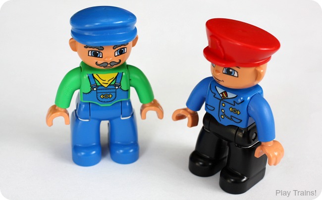 LEGO DUPLO train engineer and conductor figures: recommended in Train Advent Calendar Gifts on Play Trains!