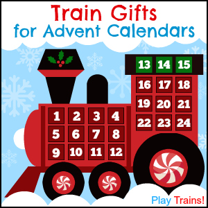 Train Advent Calendar Gifts: tiny toy trains and small train gifts to fill your little engineer's advent calendar.