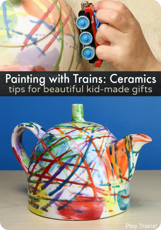 Beautiful Kid-made Gifts: Painting with Trains on Ceramics